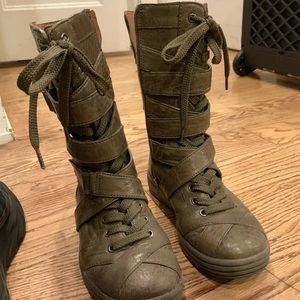 Rare vintage Givenchy green brown leather boots